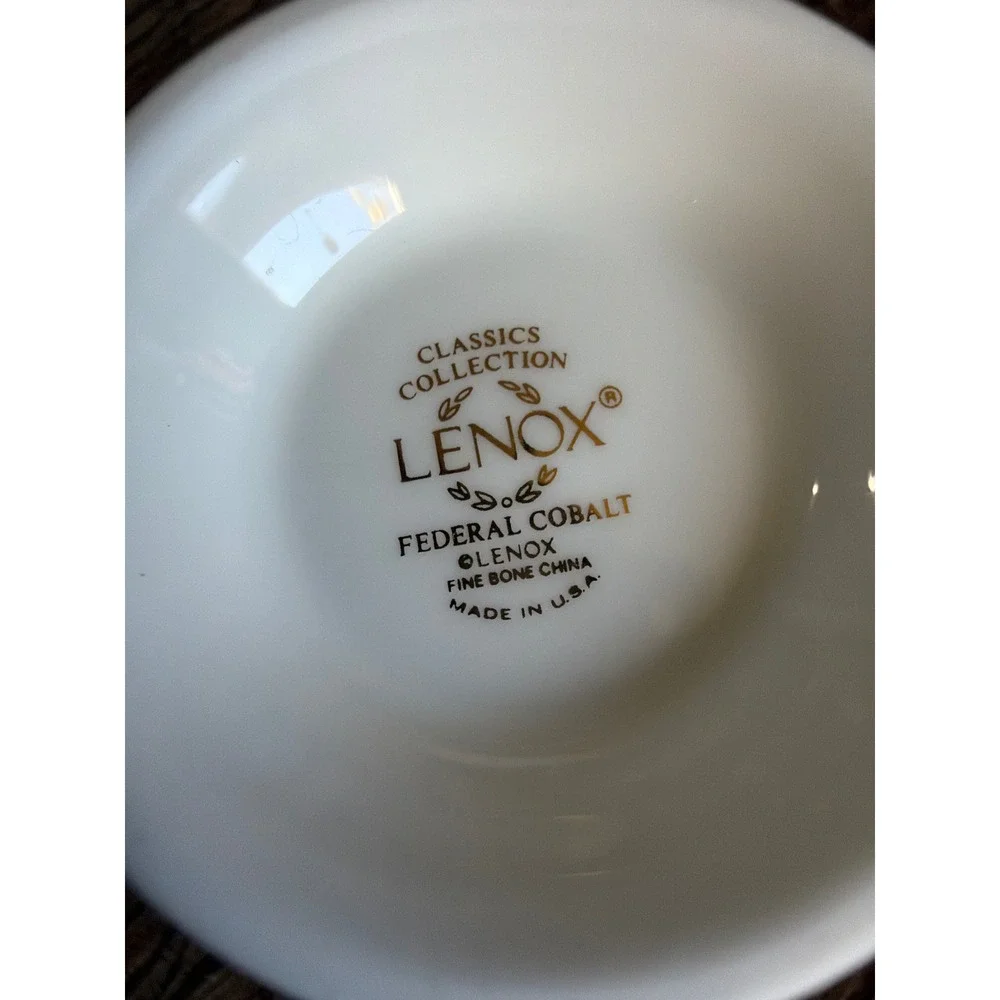 Lenox Federal Cobalt 5 Piece‎ Place Setting Fine Bone China Gold Trim USA Made
